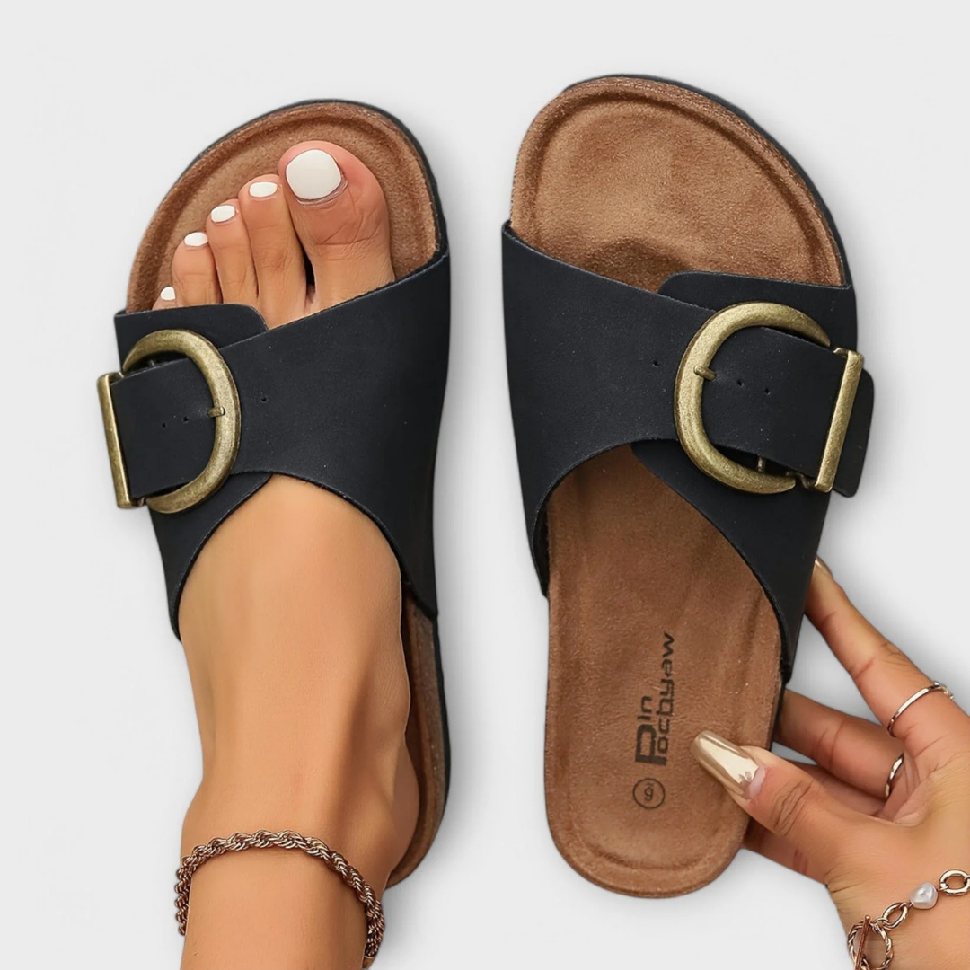 Women's Slip-On Flat Sandals – Cushioned Open Toe