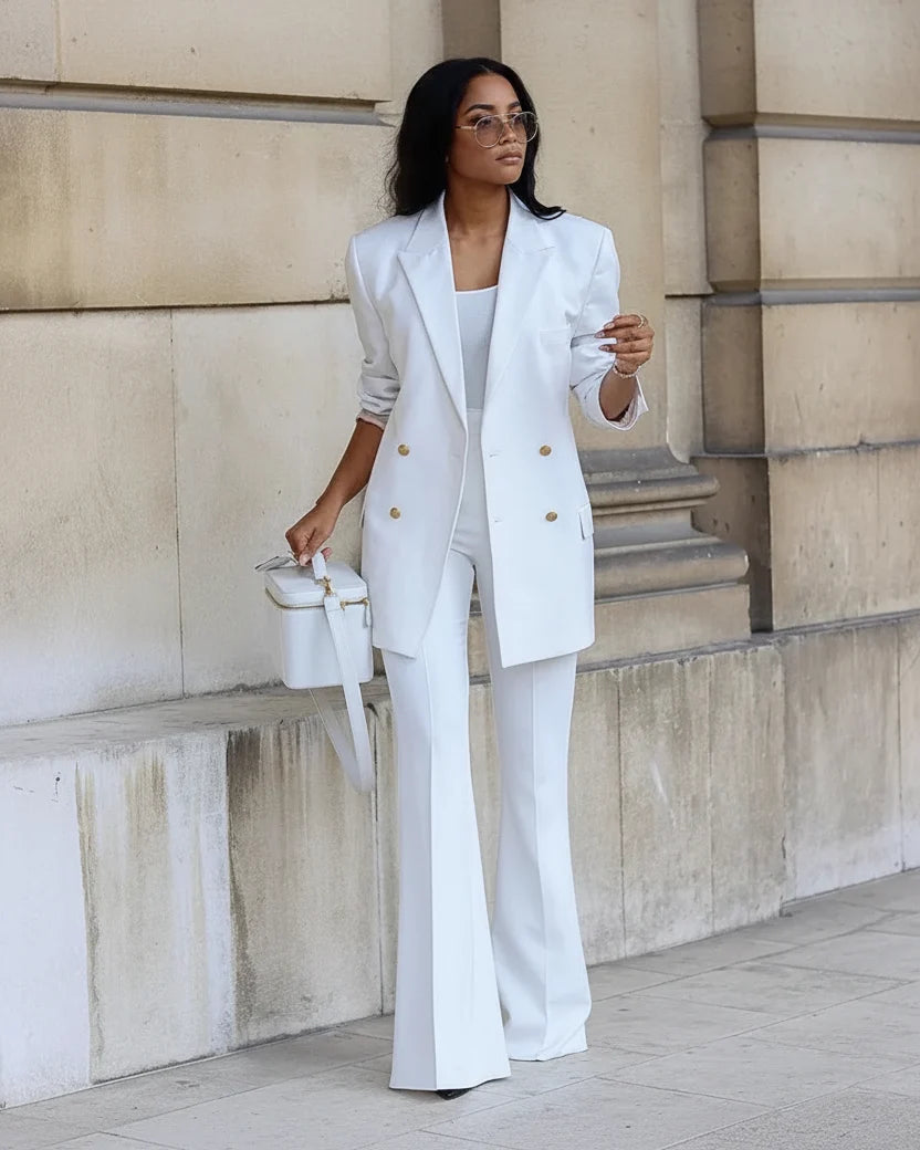 Women's Wide-Leg Pant Suit Set – Tailored Two-Piece