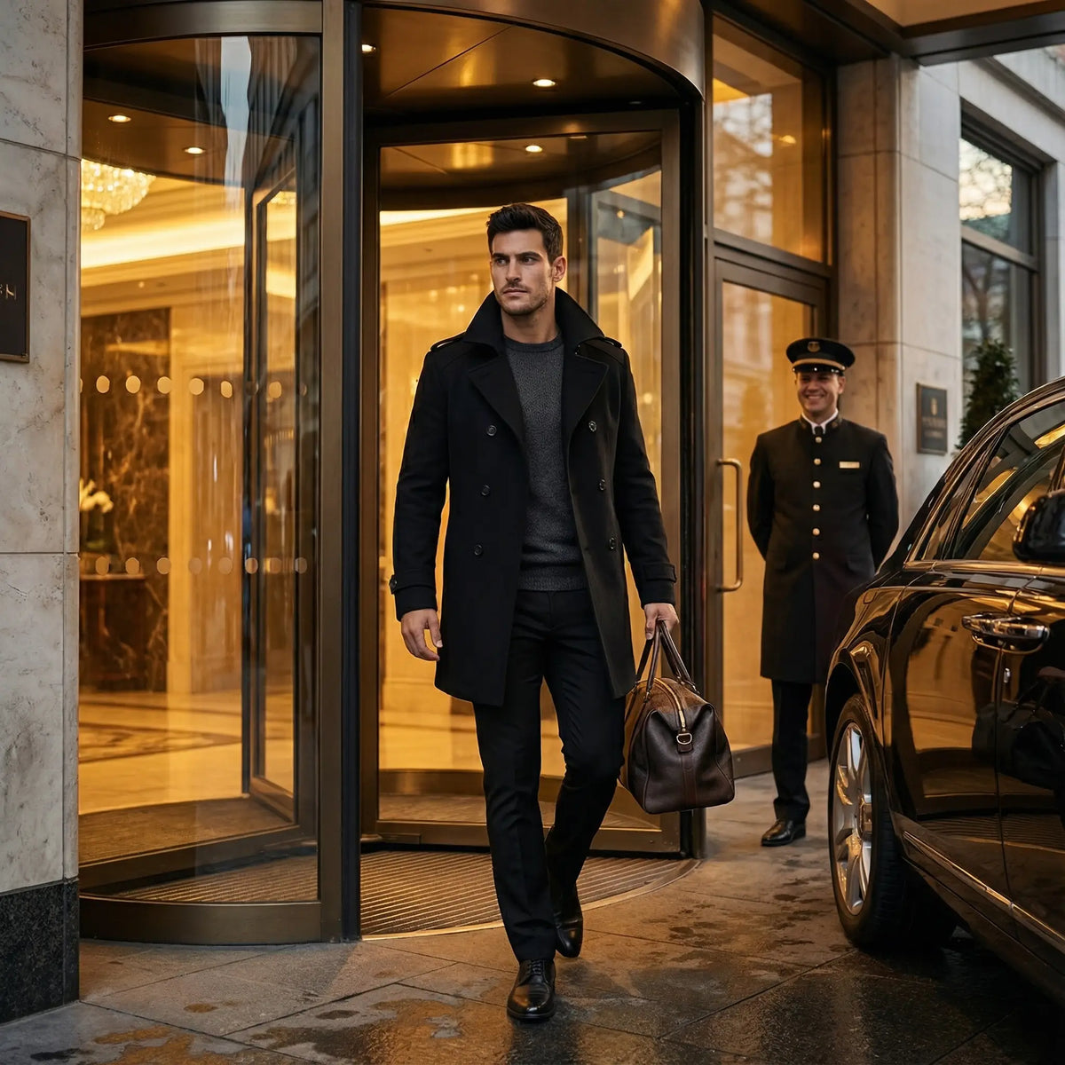 Men's Belted Trench Coat – Tailored Midi Length