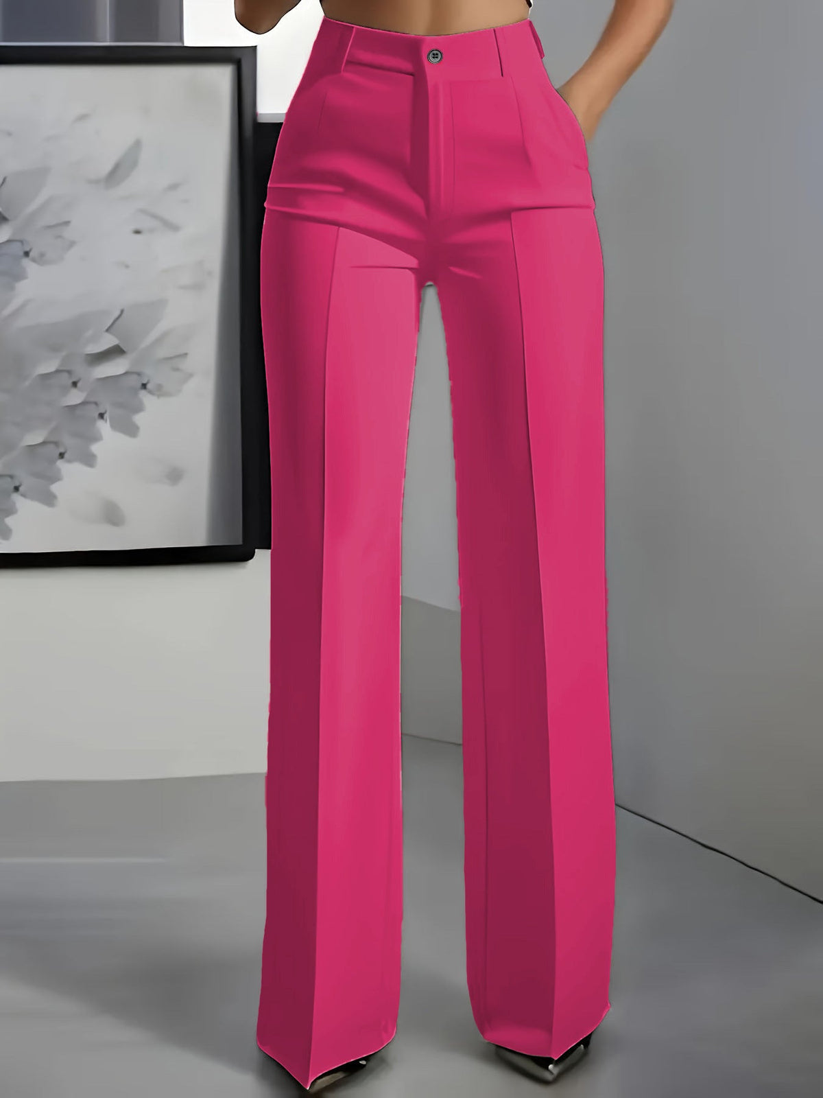 Women's Wide-Leg Tailored Pants – High-Rise Structured Fit