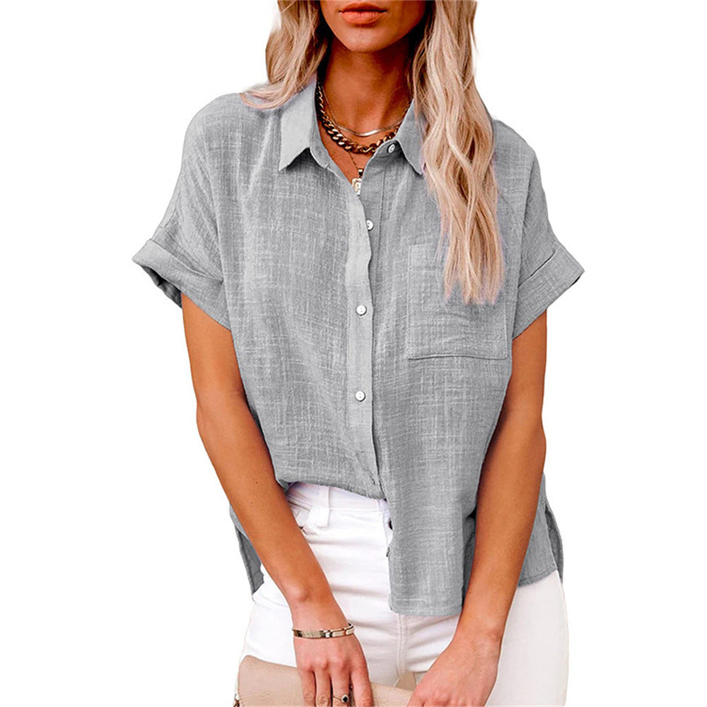Women's Linen Short-Sleeve Shirt – Relaxed Button-Front
