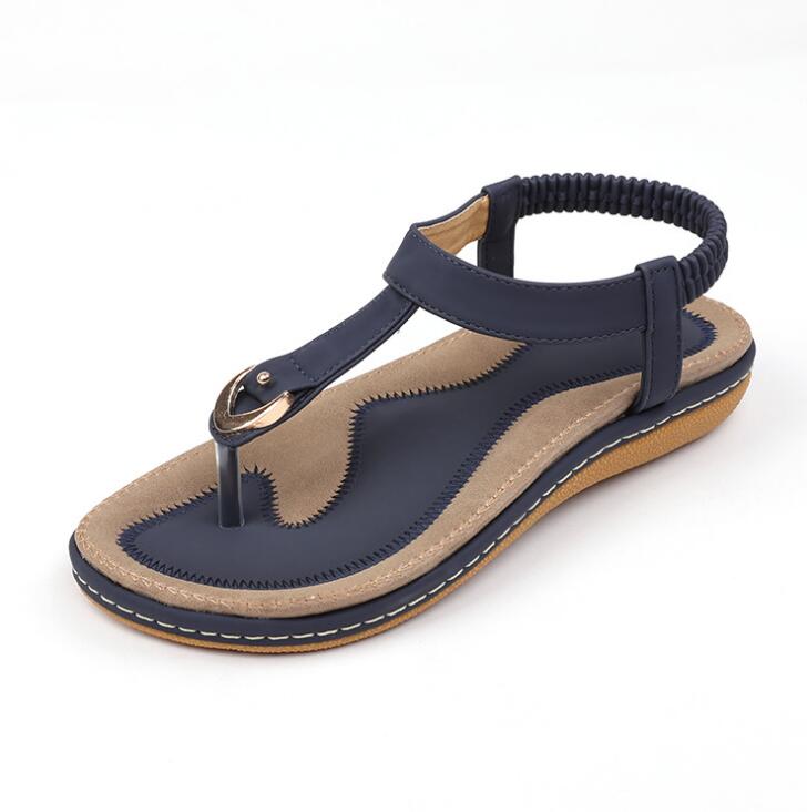 Women's Flat Sandal – Adjustable T-Strap Arch Footbed