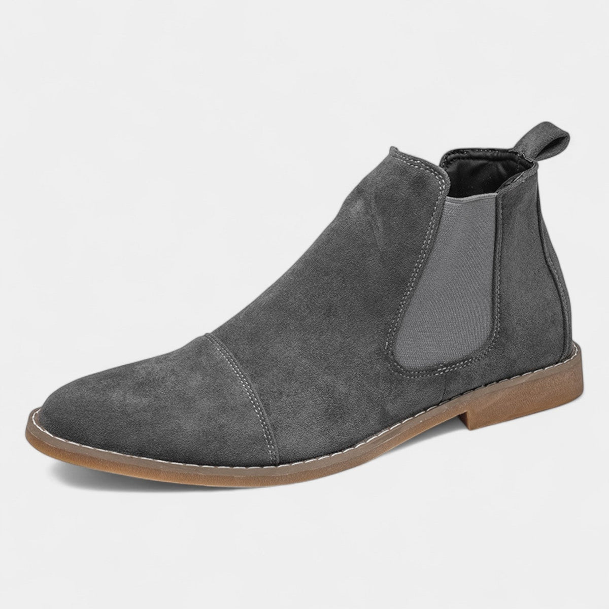 Men's Suede Chelsea Boots – Almond Toe Profile