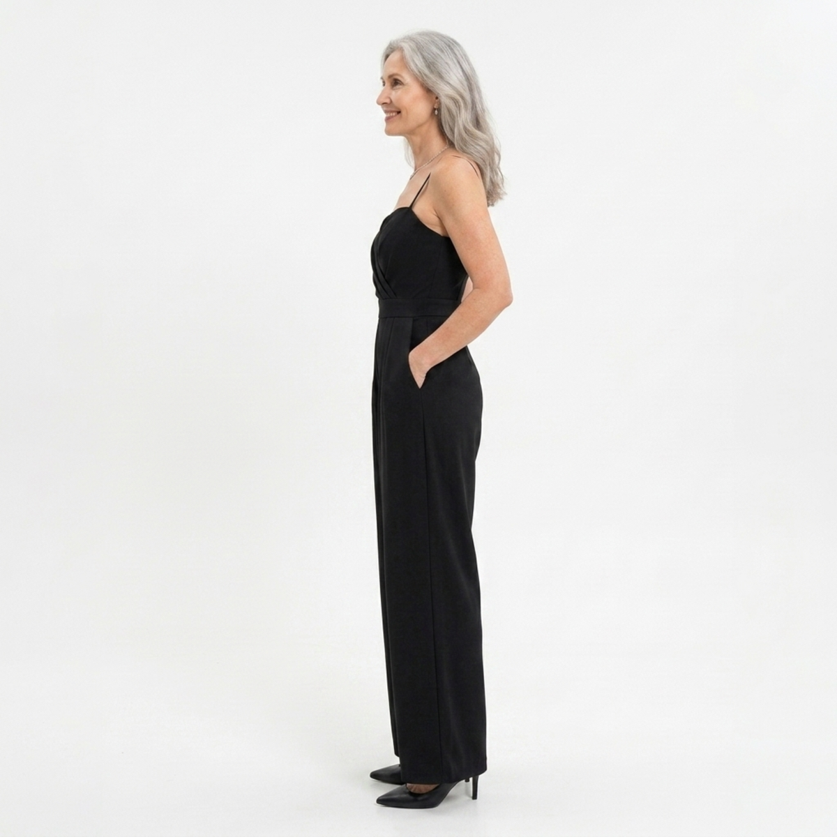 Women's Wide-Leg Jumpsuit – Sweetheart Neck High Waist