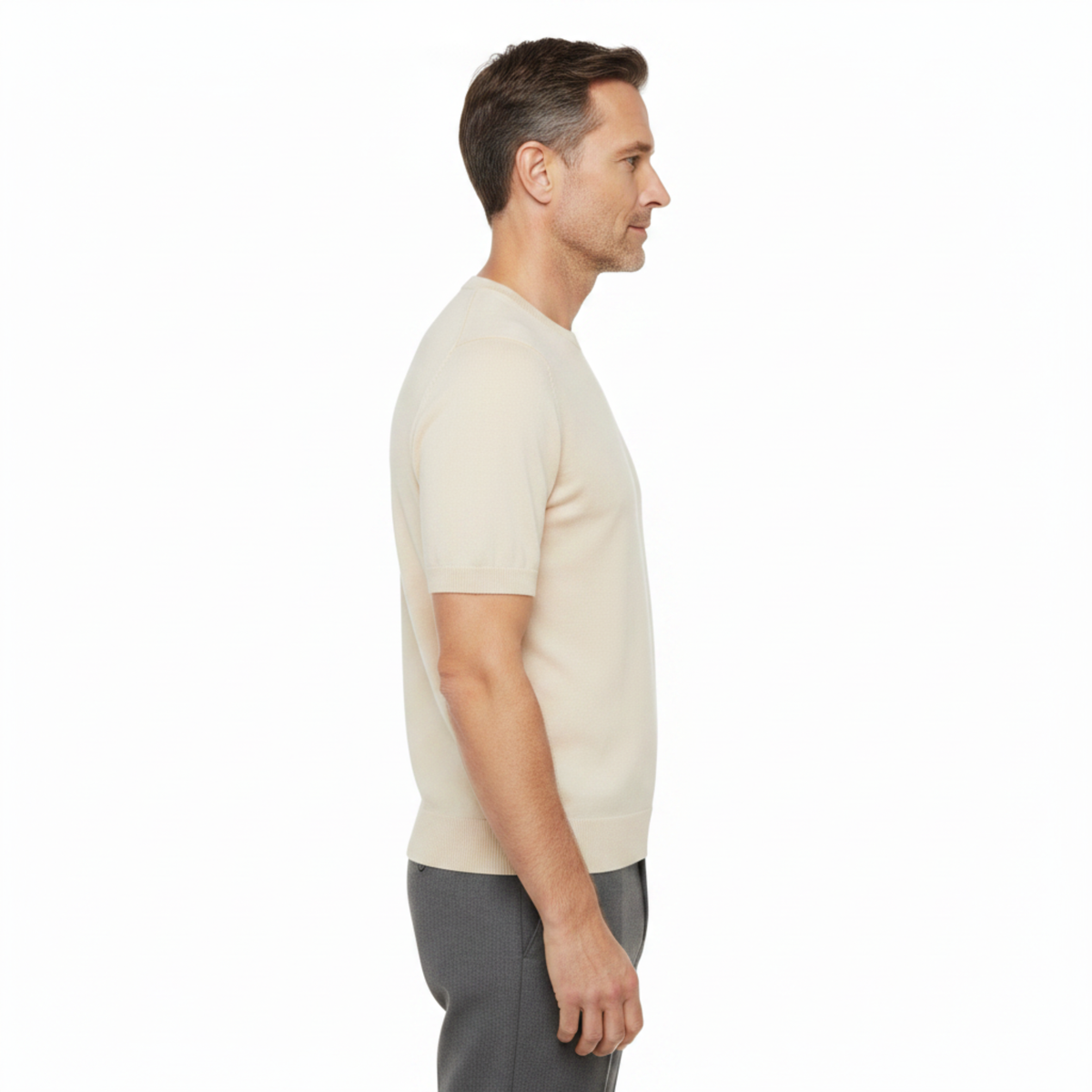 Men's Fine Knit T-Shirt – Relaxed Straight Crew Neck