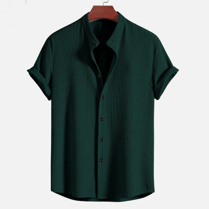Men's Short Sleeve Button-Up Shirt – Relaxed Straight Hem