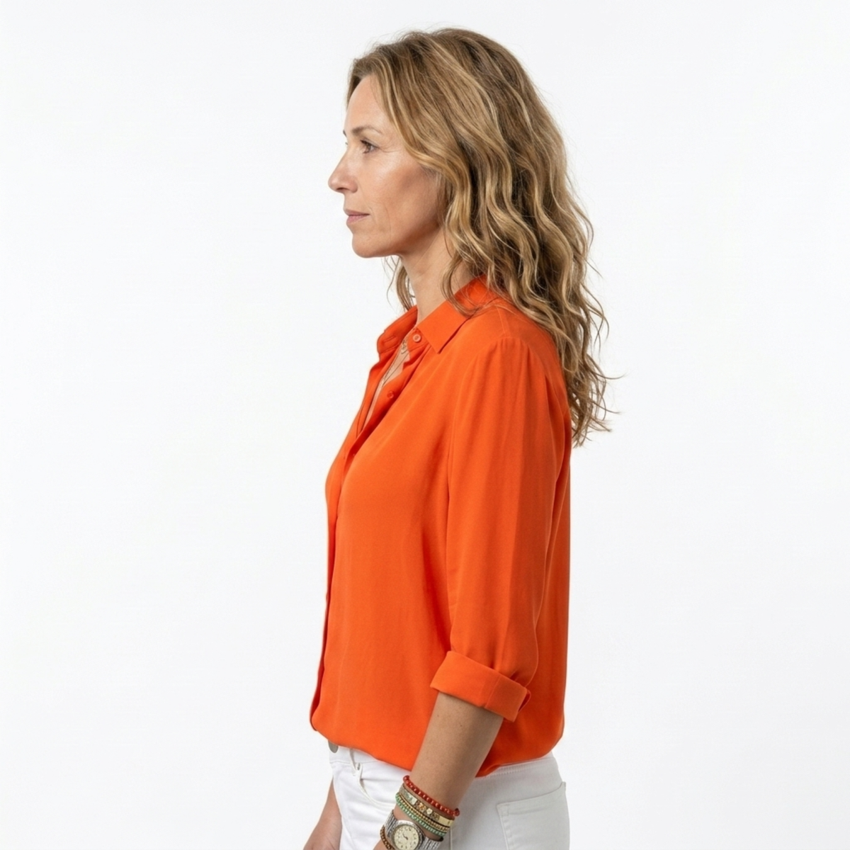 Women's Fluid V-Neck Shirt – Buttoned Long Sleeves