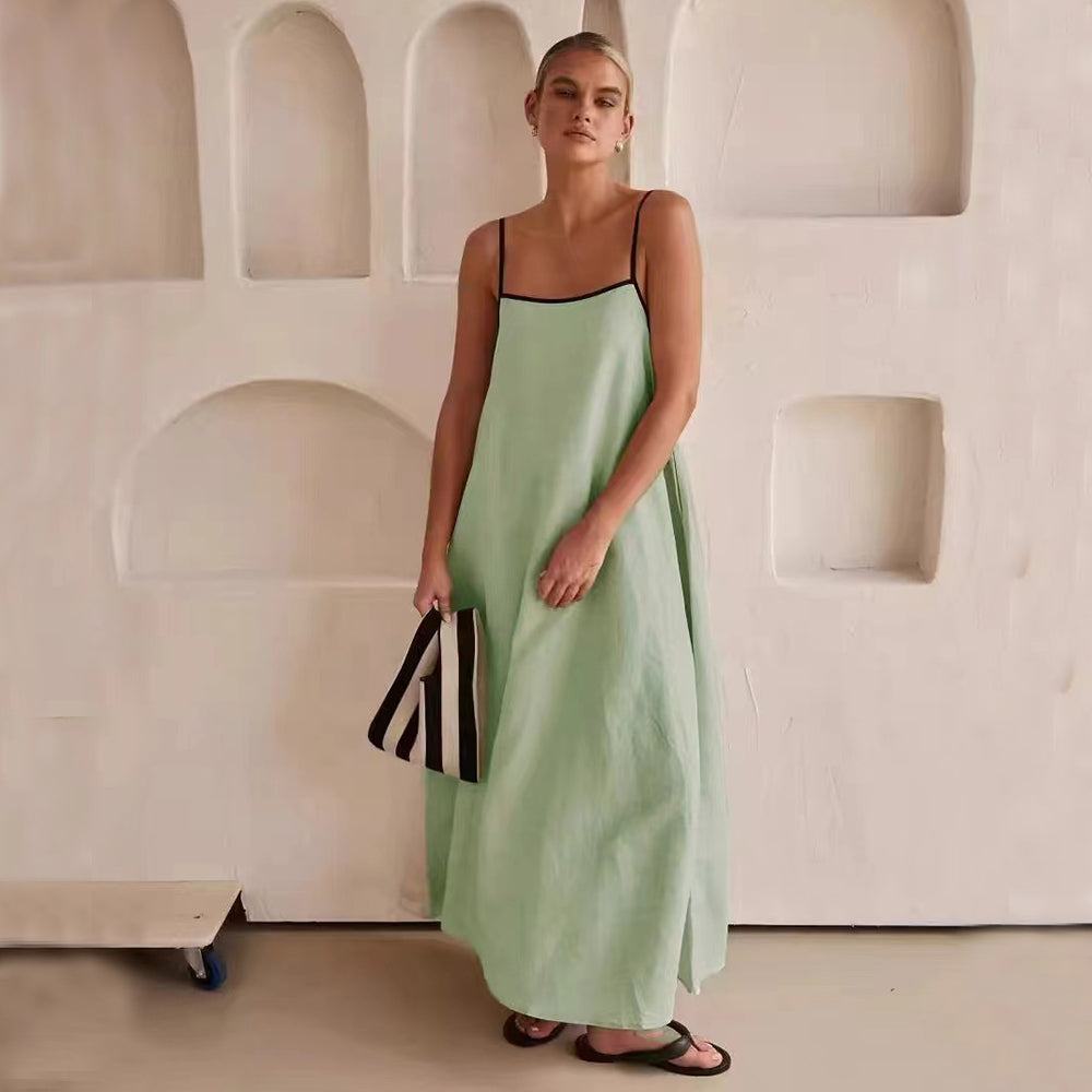 Women's Spaghetti Strap Maxi Dress – Minimal Flowing Cut