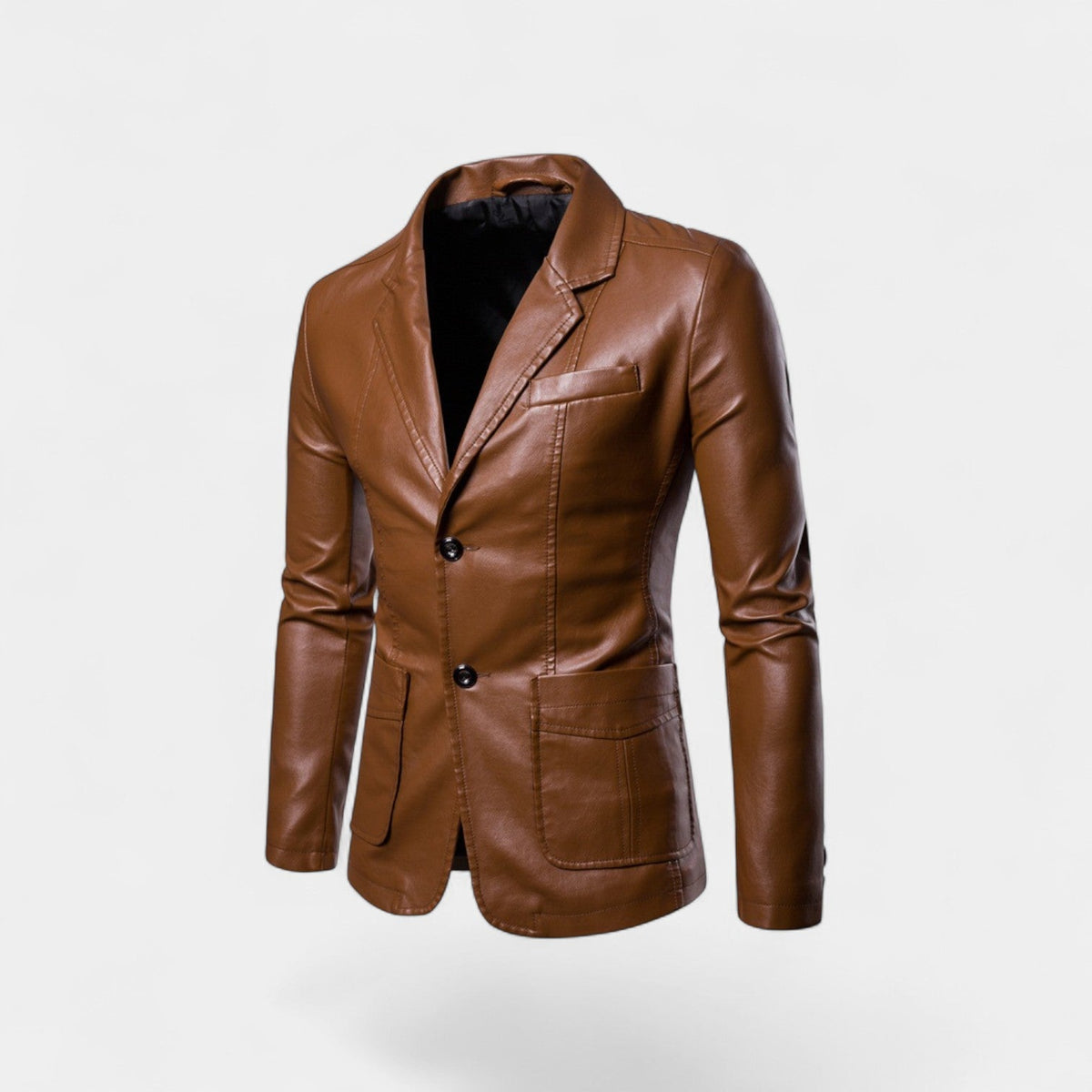 Men's Leather-Look Blazer – Slim Notch Lapel
