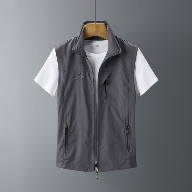 Men's Lightweight Outdoor Vest – Full-Zip Stand Collar