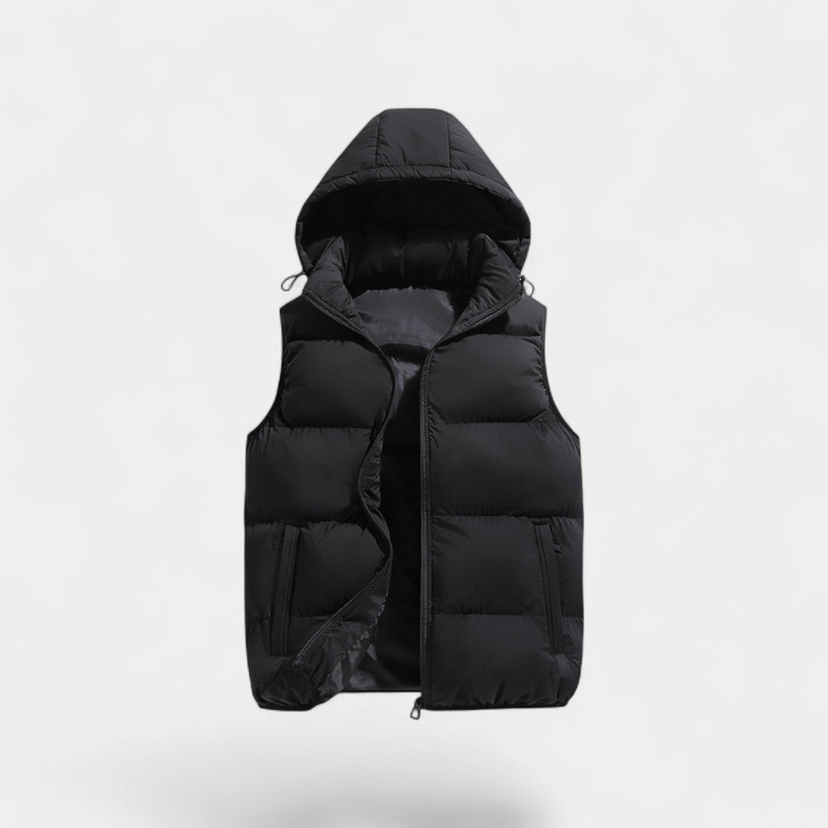 Men's Quilted Cotton Vest – Detachable Hood, Stand Collar