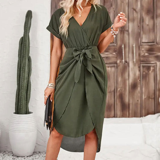 Women's Midi Dress – Short Sleeve Relaxed Fit