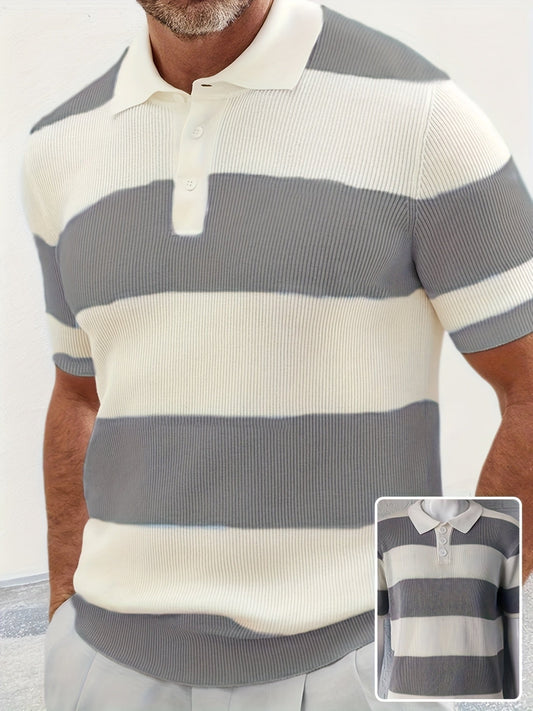Men's Cotton Polo Shirt – Slim Fit Color-Block