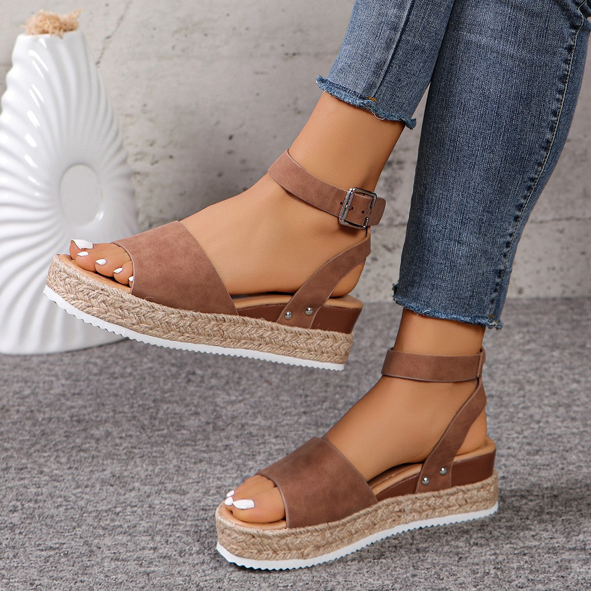 Women's Platform Espadrille Sandal – Jute Flatform Ankle Strap