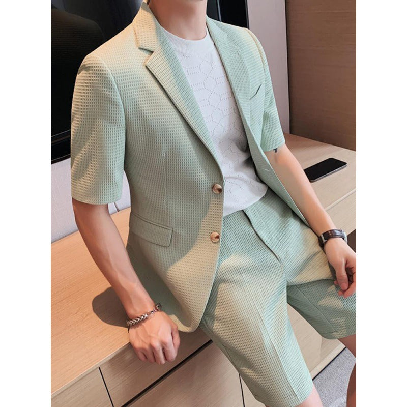 Men's Short Sleeve Blazer and Shorts Set – Notch Lapel Co-Ord