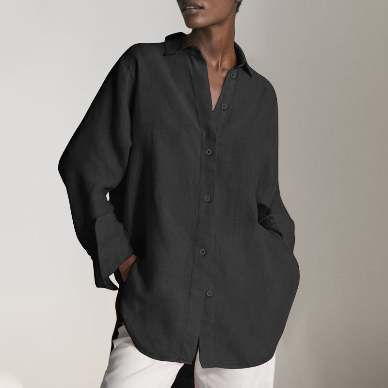 Women's Shirt Dress – Oversized Collared Midi