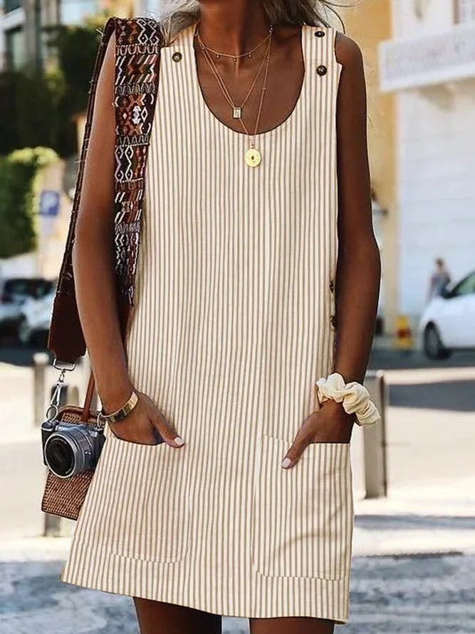 Women's Striped Mini Dress – Overall-Inspired Fit
