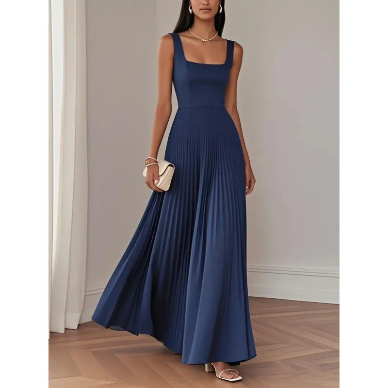 Women's Sleeveless Midi Dress – Fluid A-Line Cut