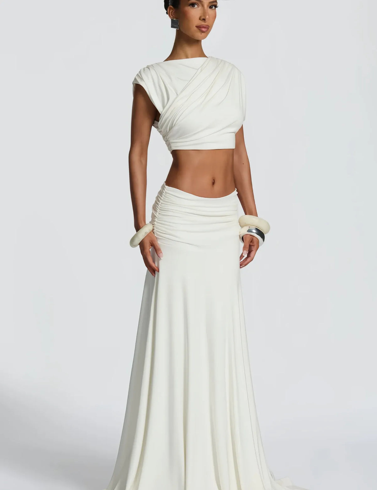 Women's Crop Top and Maxi Skirt Set – Fluid Stretch Fabric