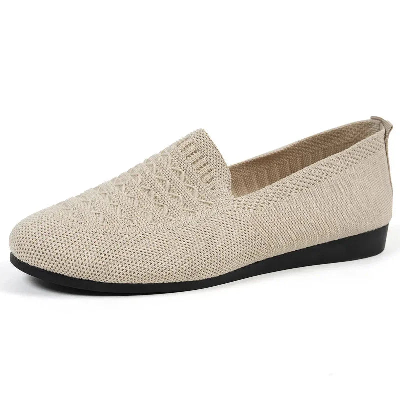 Women's Knit Slip-On Loafers – Round Toe Flat Sole