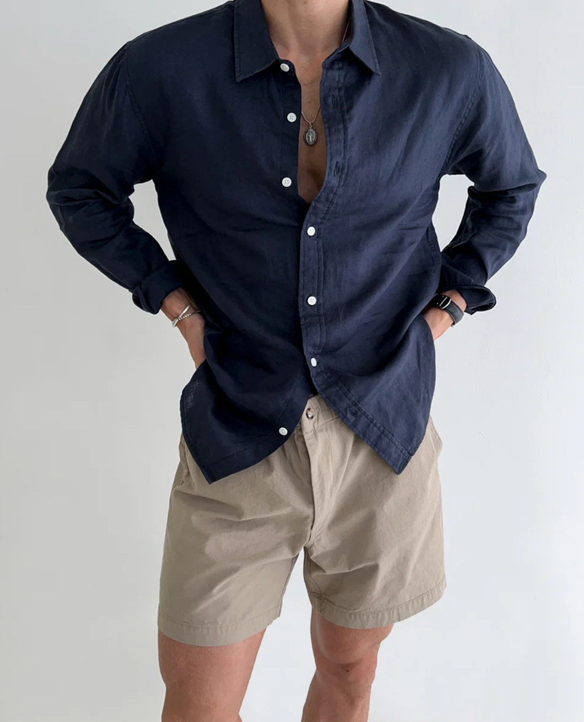 Men's Lightweight Button-Up Shirt – Relaxed Long Sleeve
