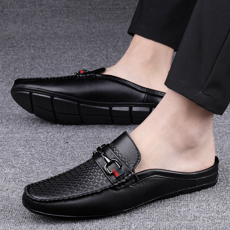 Men's Leather Loafer Mule – Backless Slip-On Design