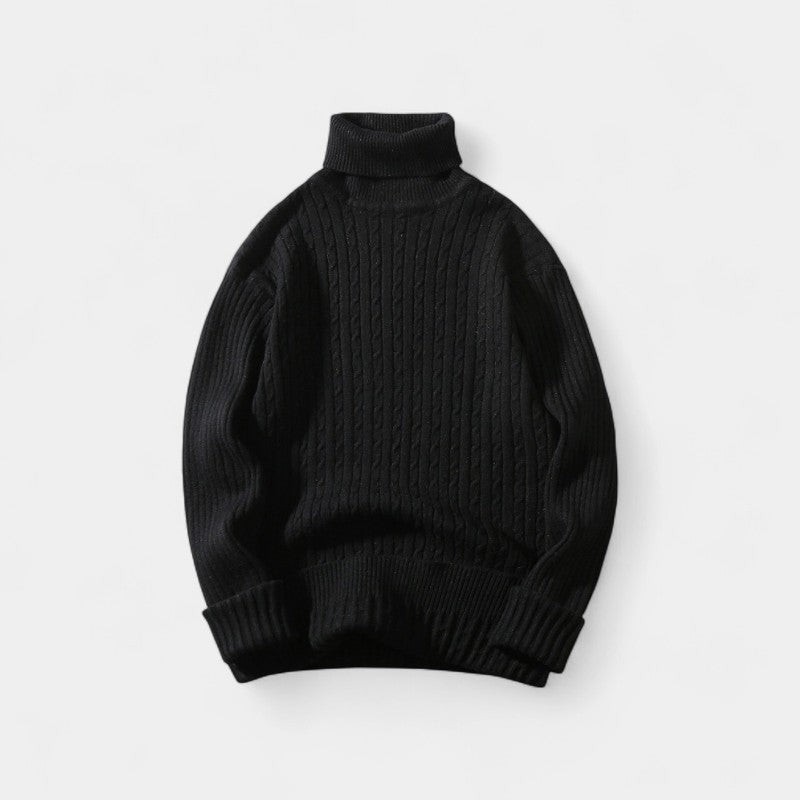 Men's Cable-Knit Turtleneck Sweater – High Roll Neck