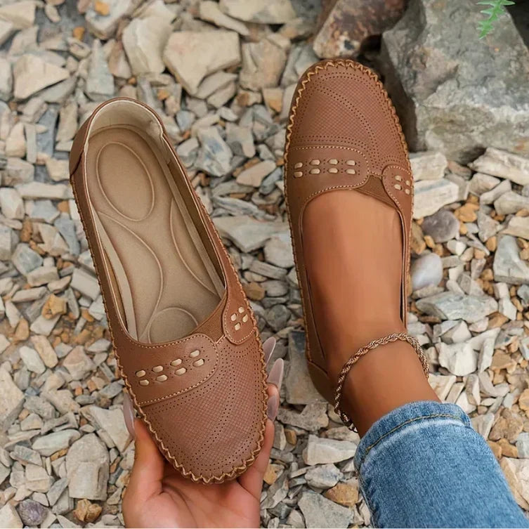 Women's Slip-On Loafers – Matte Round-Toe Flat