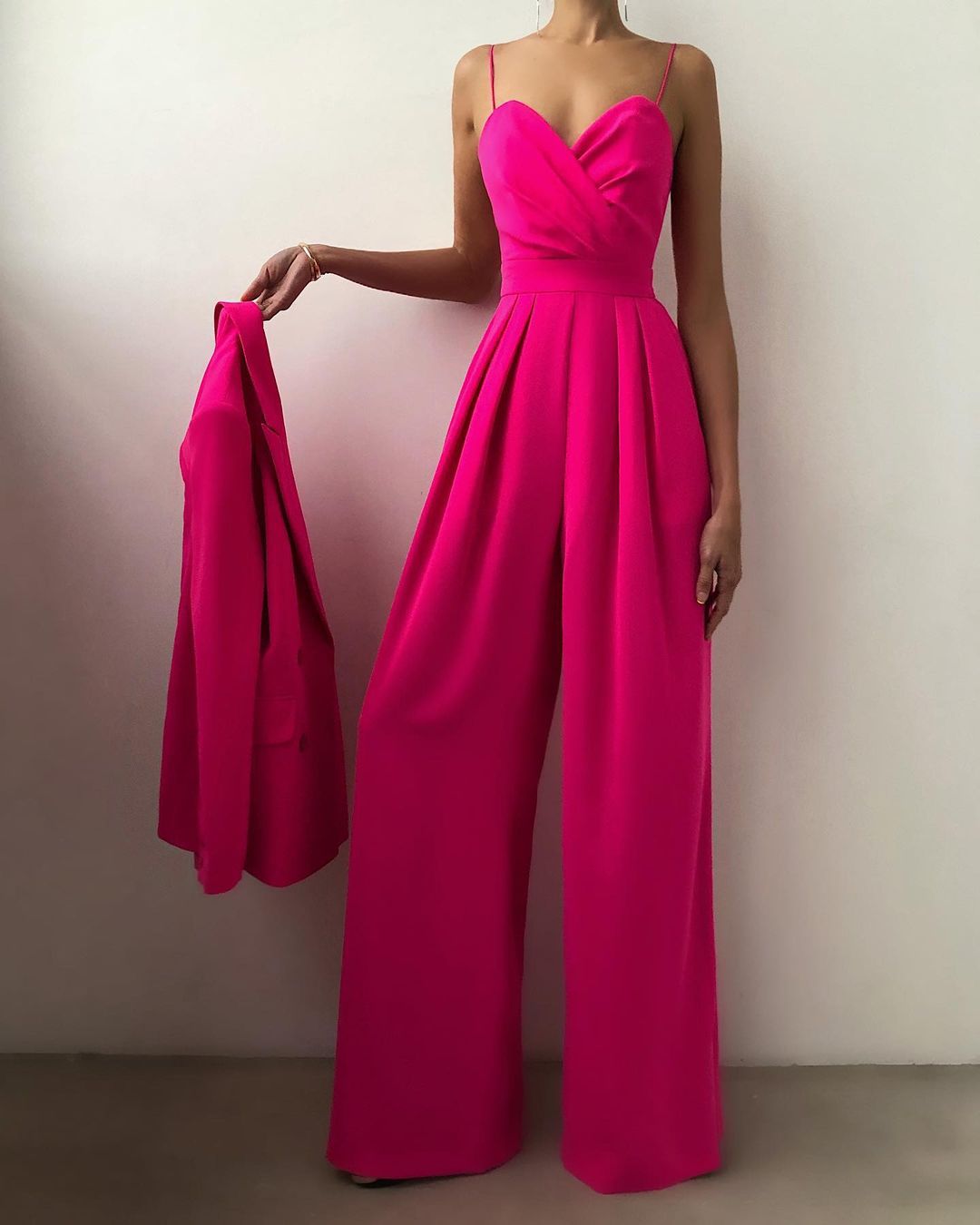 Women's Wide-Leg Jumpsuit – Sweetheart Neck High Waist