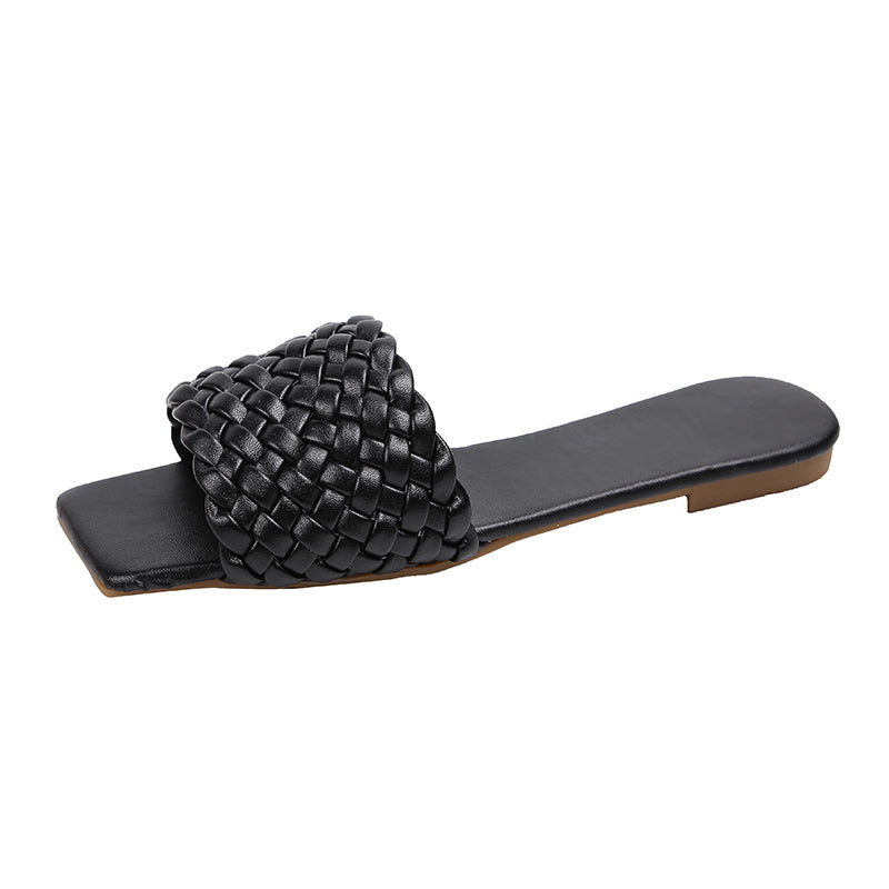Women's Flat Sandals – Wide Braided Straps