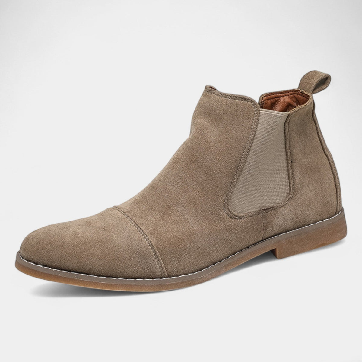 Men's Suede Chelsea Boots – Almond Toe Profile