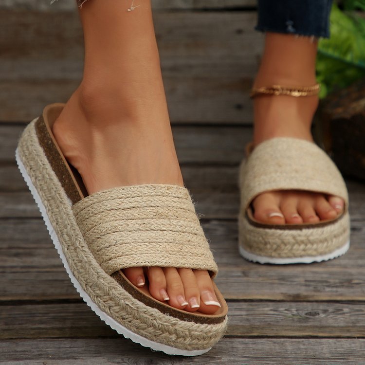Women's Platform Espadrille Sandal – Braided Jute Slip-On