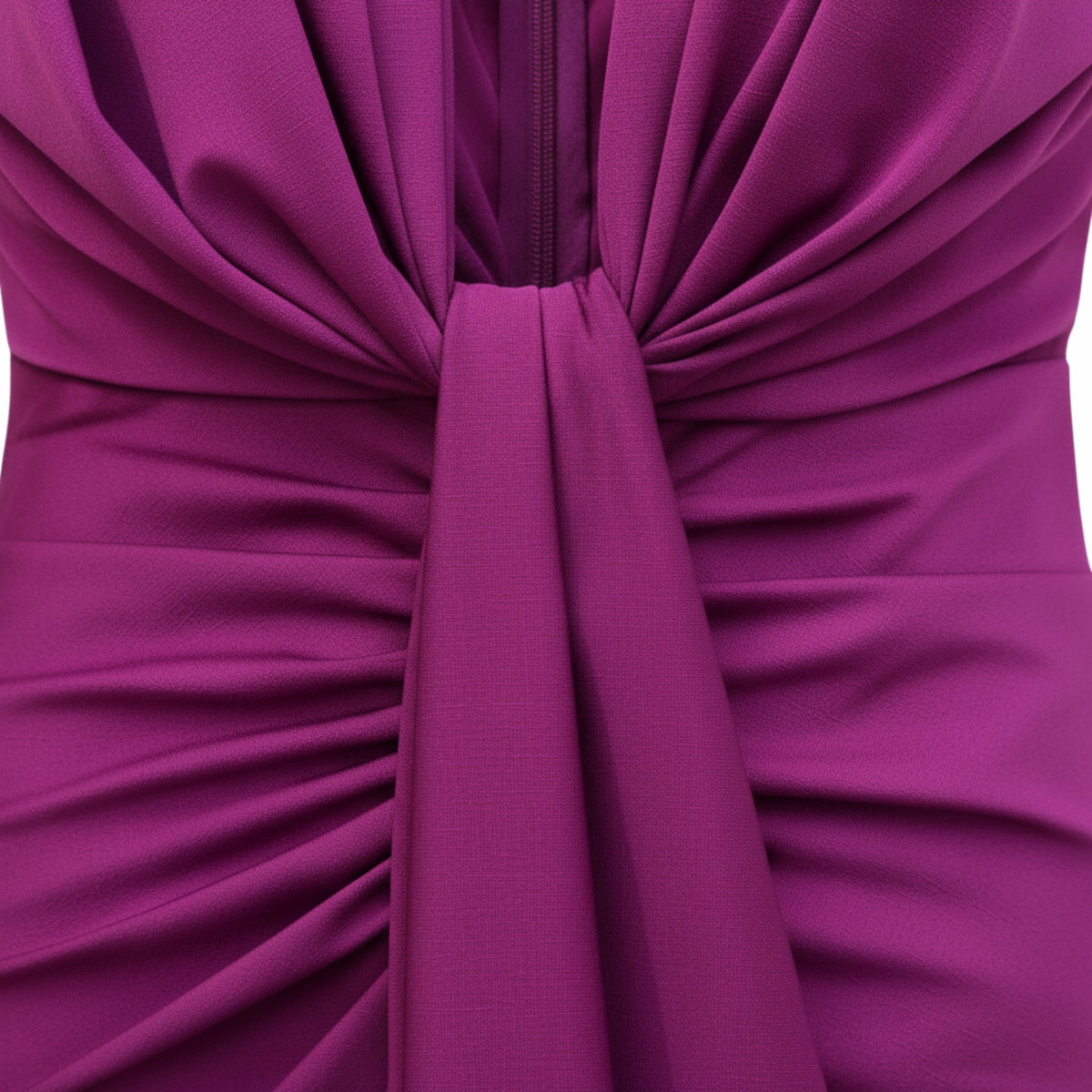 Women's Ruched V-Neck Midi Dress – Draped Knot Front