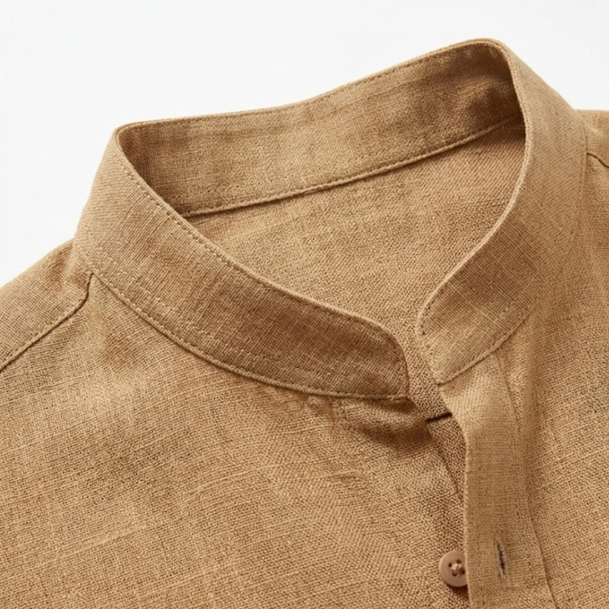 Men's Short-Sleeve Cotton-Linen Shirt – Mandarin Collar