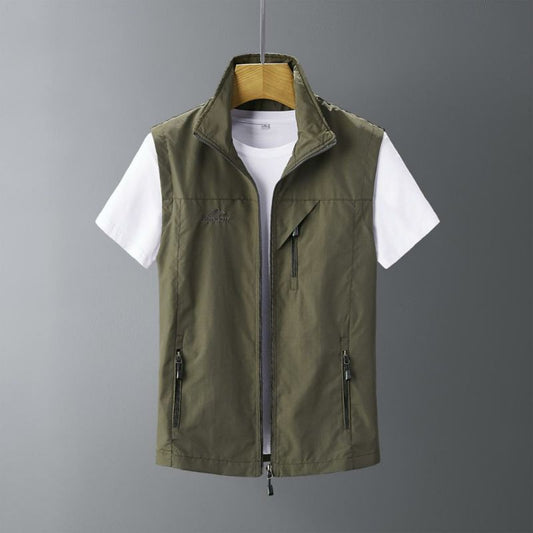 Men's Lightweight Outdoor Vest – Full-Zip Stand Collar