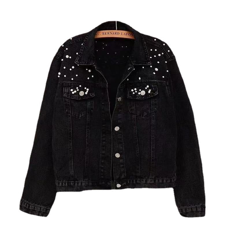 Women's Denim Jacket – Rhinestone and Rivet Trim