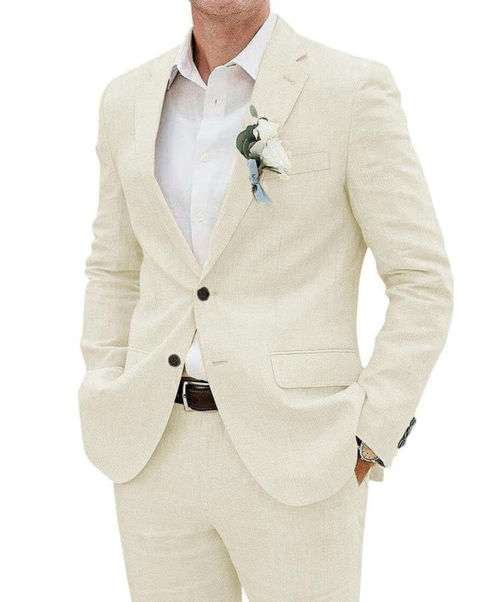 Men's Linen Two-Piece Suit – Structured Tailored Set
