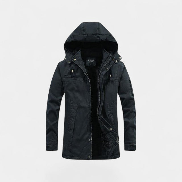 Men's Cotton Hooded Parka – Washed Lapel Collar