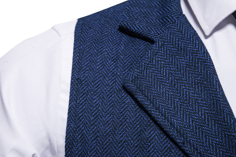Men's Herringbone Vest – Tailored Single-Breasted Fit