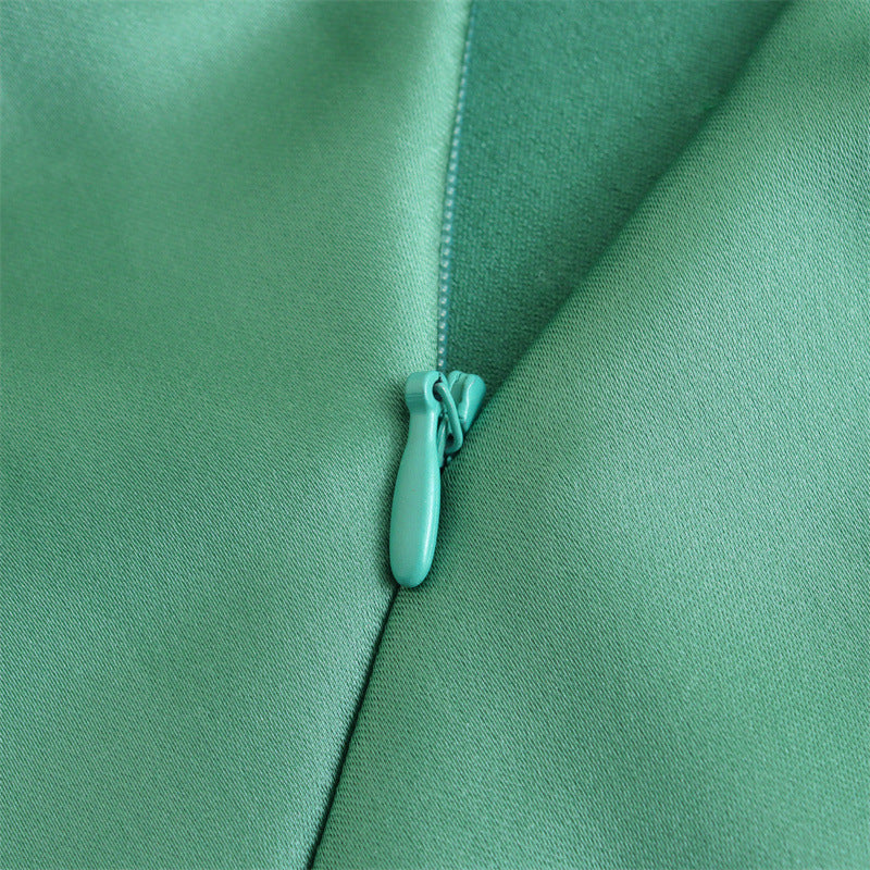 Women's Satin-Look Slip Maxi Dress – V-Neck Spaghetti Straps
