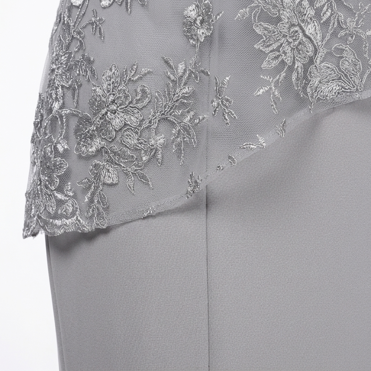 Women's Embroidered Midi Dress – Sheer Lace Sleeves