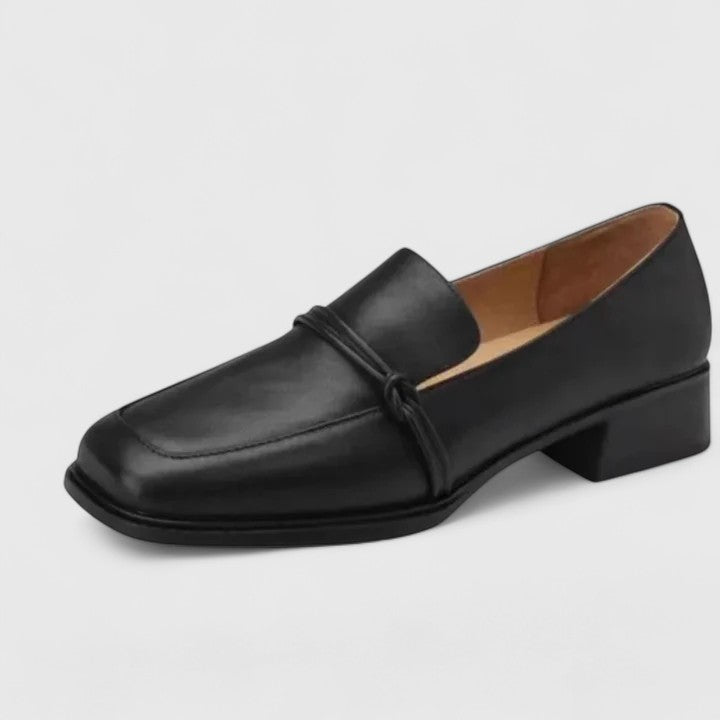 Women's Leather Loafer – Square Toe Mid Block Heel