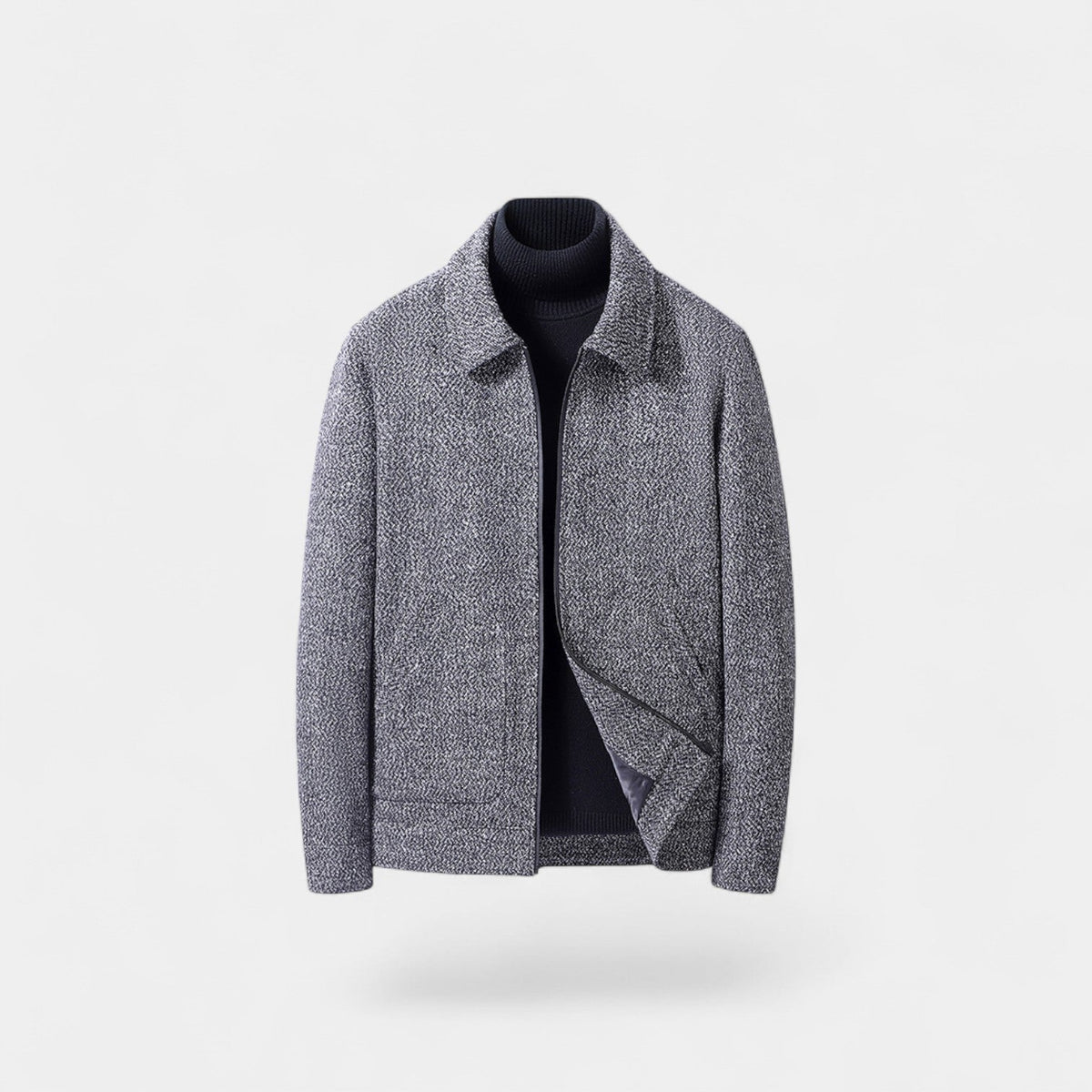 Men's Wool-Blend Coat – Stand Collar Tailored Fit