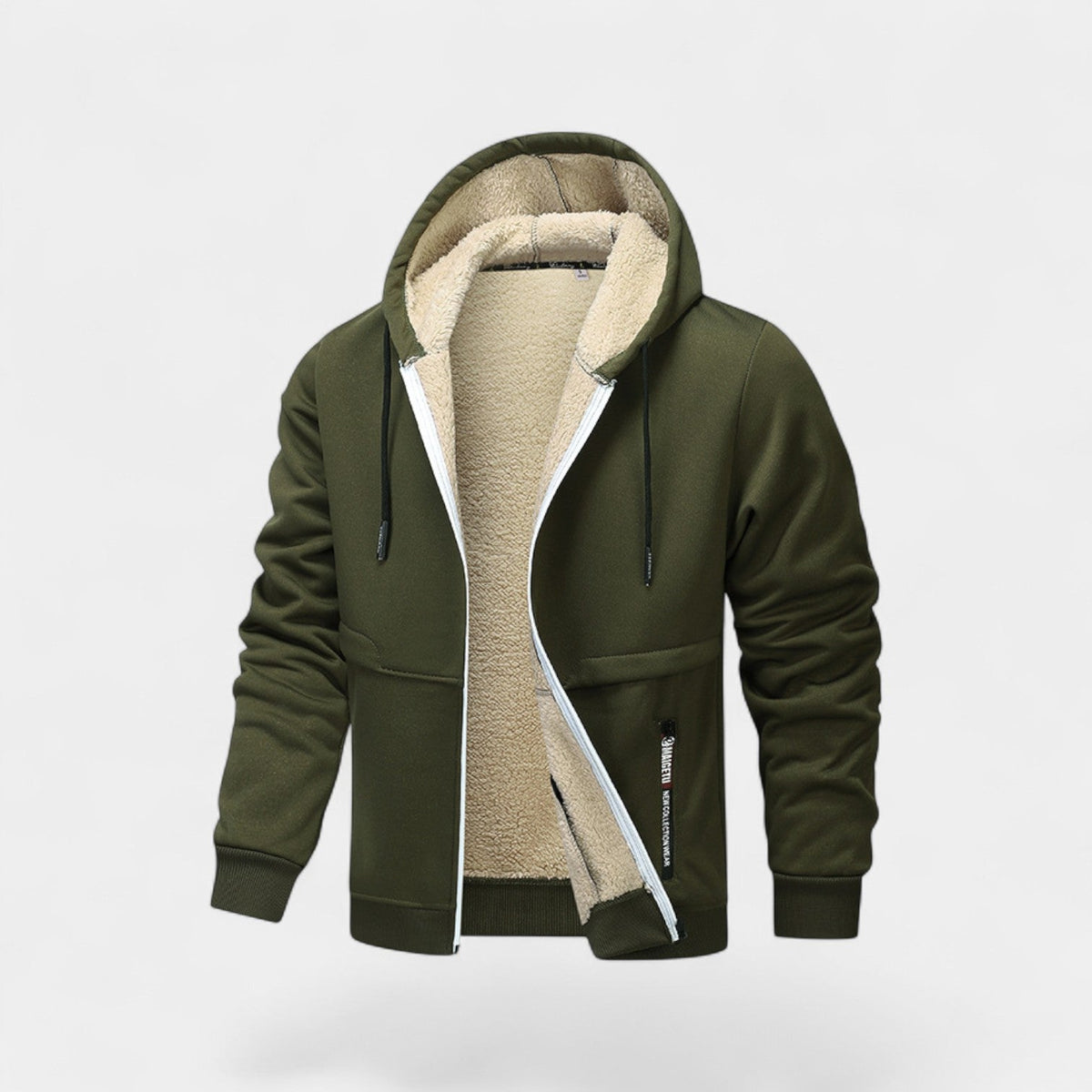 Men's Sherpa-Lined Hooded Cardigan – Full-Zip Relaxed Fit