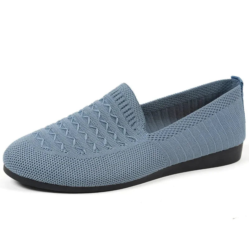 Women's Knit Slip-On Loafers – Round Toe Flat Sole