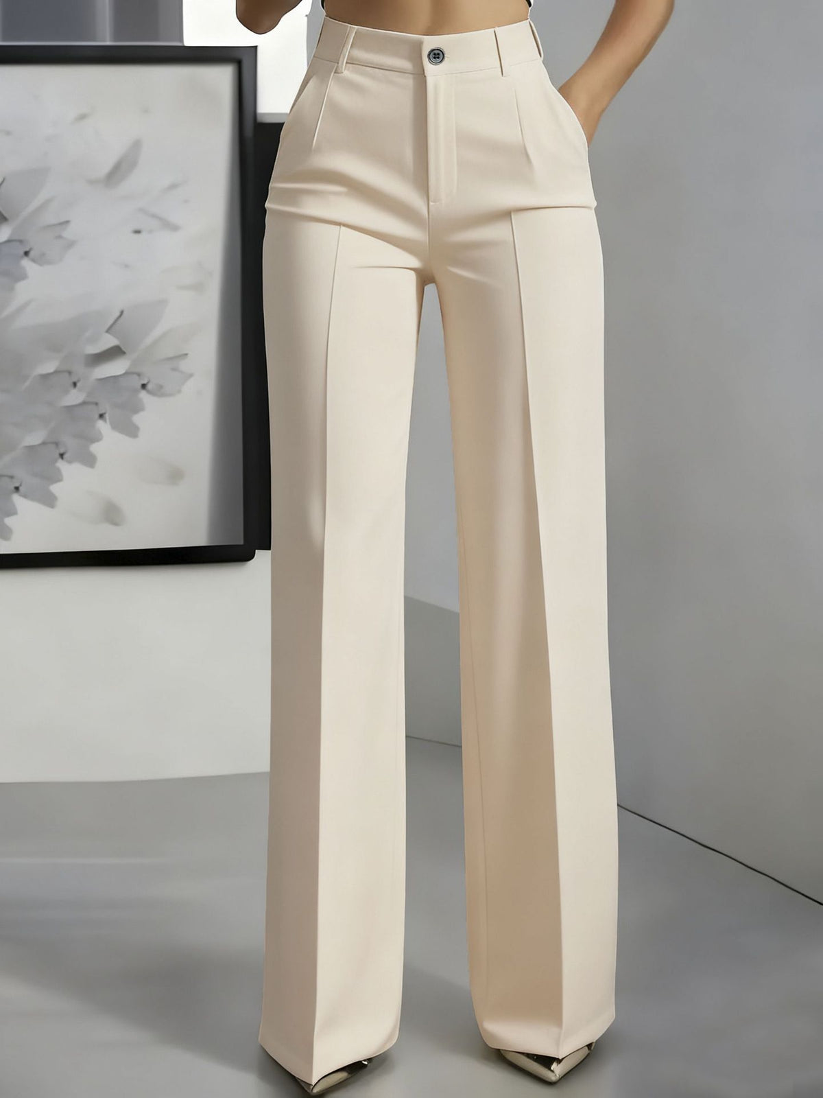 Women's Wide-Leg Tailored Pants – High-Rise Structured Fit