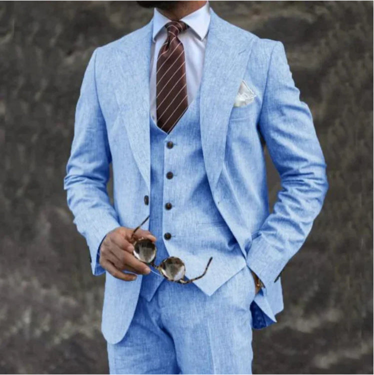 Men's Three-Piece Suit – Slim Cotton-Blend Fit