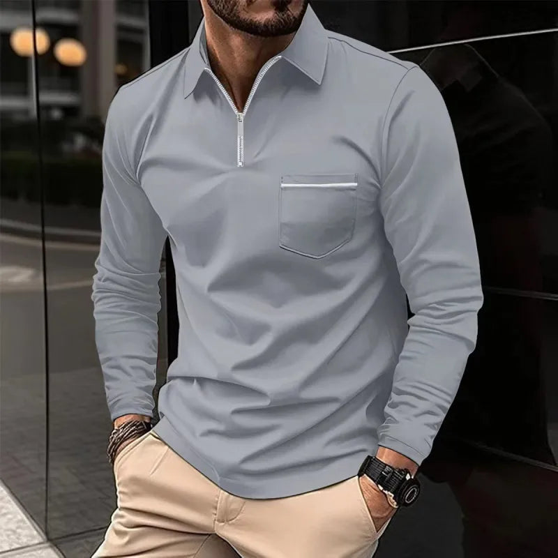 Men's Half-Zip Polo Shirt – Zip Pocket Detail
