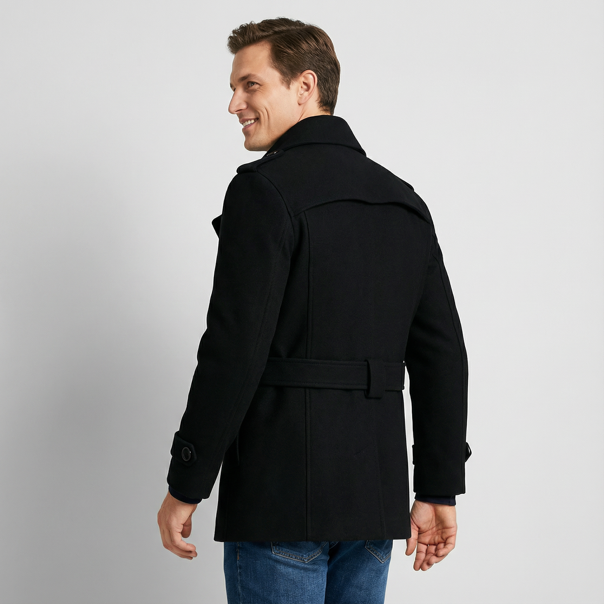 Men's Belted Trench Coat – Tailored Midi Length