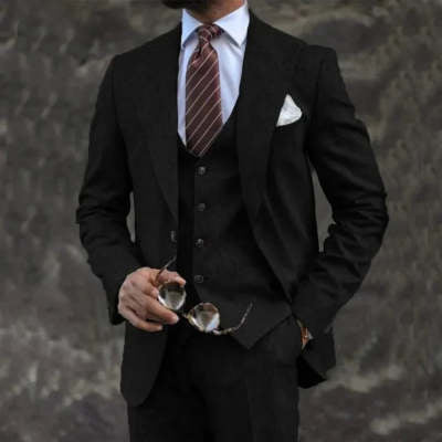 Men's Three-Piece Suit – Slim Cotton-Blend Fit